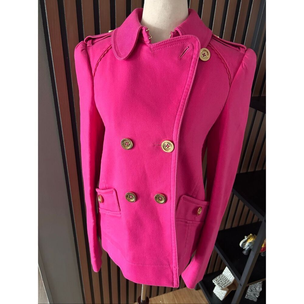 Juicy Couture Hot Pink Peacoat with Gold Buttons Size small Y2K classy stylish
